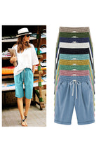 Emoswims - Women's Elastic Waist Knee Length Casual Cotton Bermuda Shorts with Drawstring