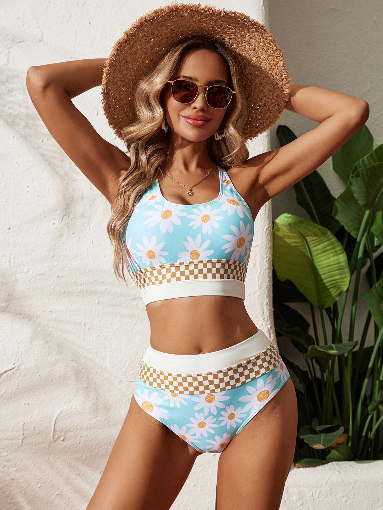 Emoswims - Black Colorblock Cut Back Bikini Set