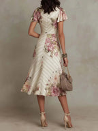 Gabriel Moreno - Alba | Vestido Midi Wrap Floral Elegante con Fruncidos