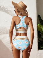 Emoswims - Black Colorblock Cut Back Bikini Set