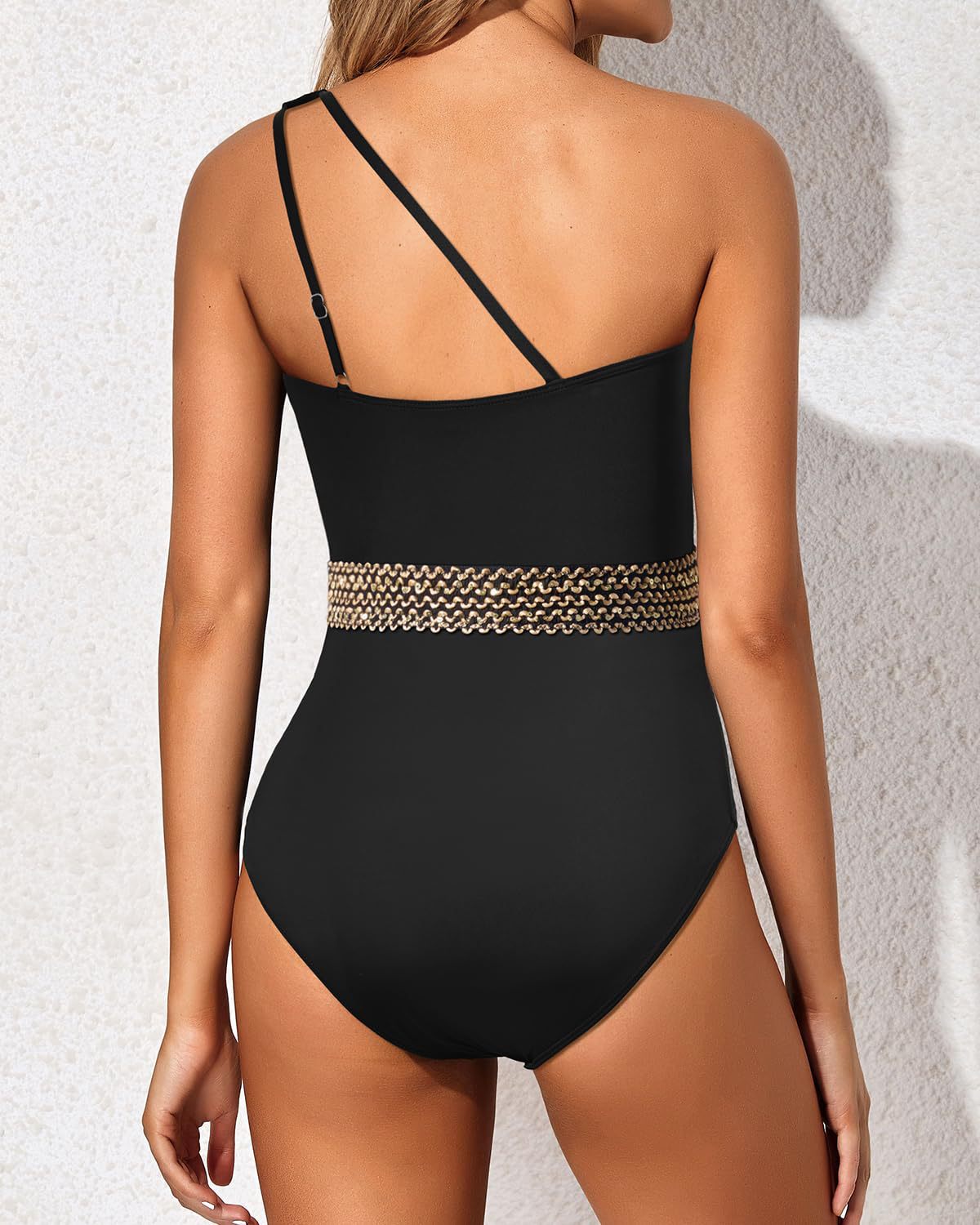 Emoswims - One Shoulder One Piece Swimsuit for Women Tummy Control Bathing Suits