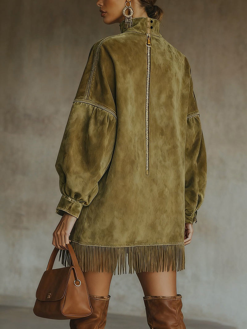 Olive - Vestido de cuello alto
