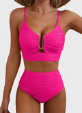 Emoswim - 2026 Summer Two Piece Bikini Set U-Wire Cutout High Waisted Swimsuit-Pink