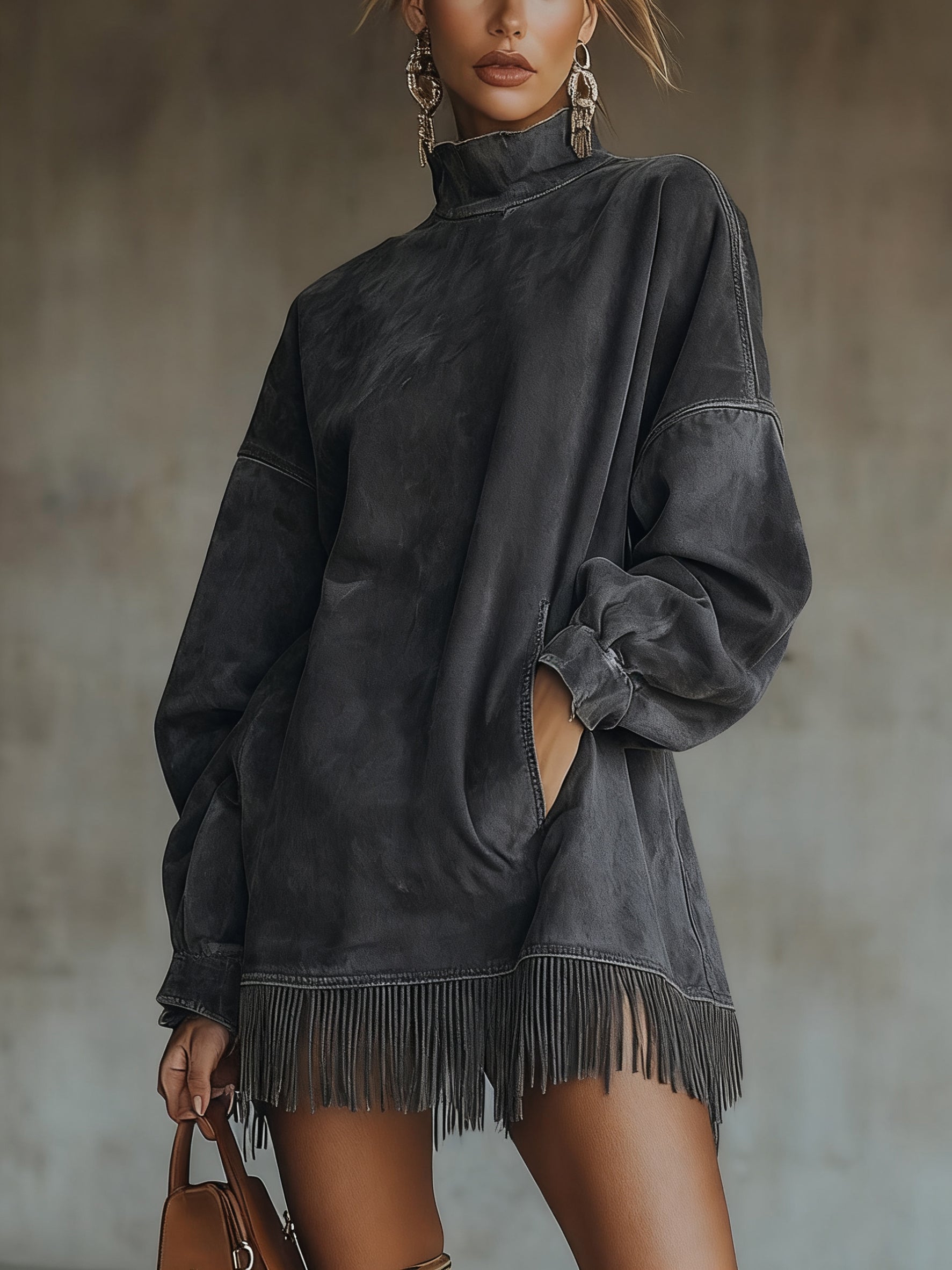 Olive - Vestido de cuello alto