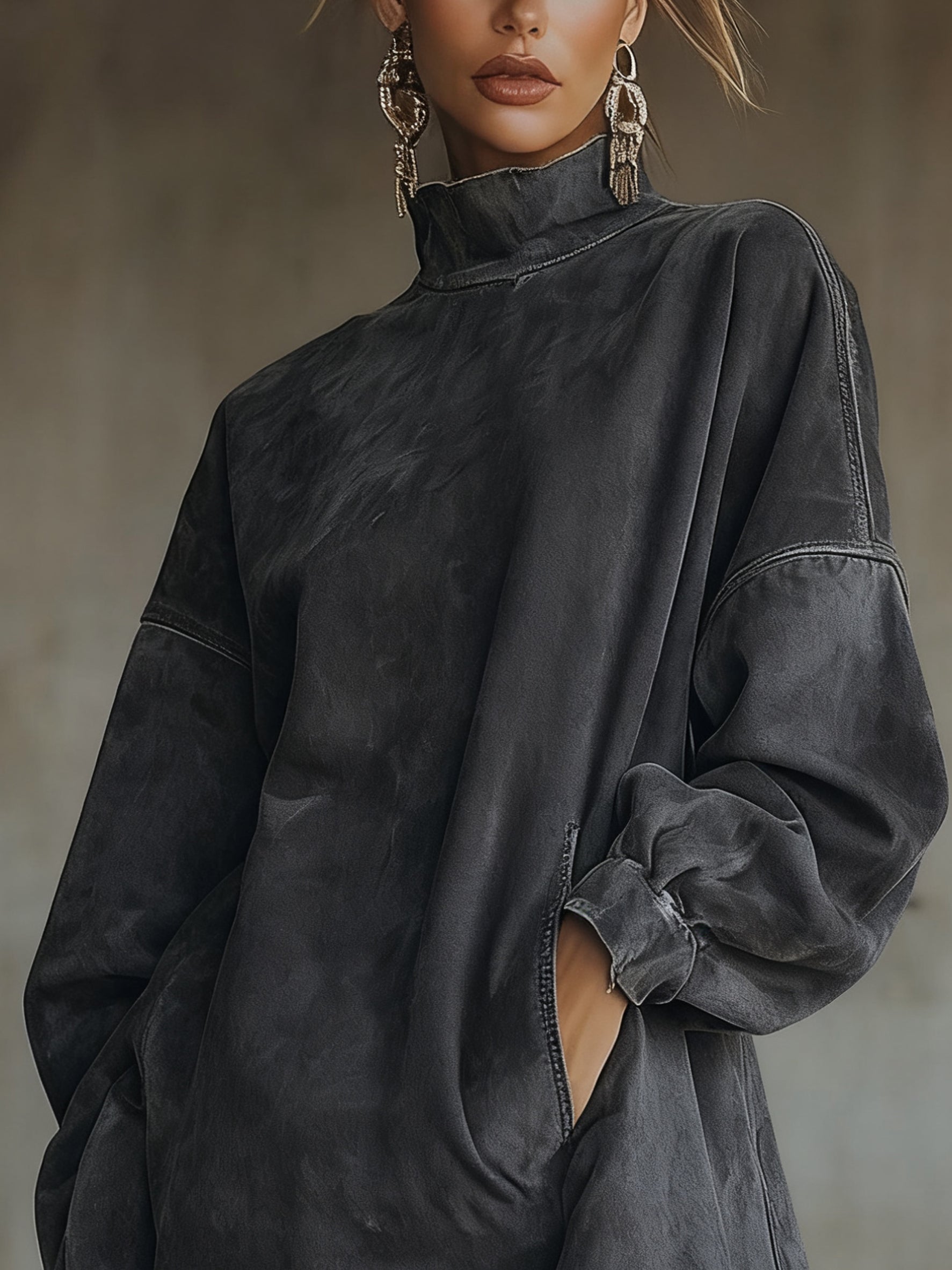 Olive - Vestido de cuello alto