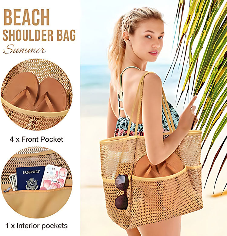 Emoswims - Women's Swimming Beach Bag Portable One Shoulder Storage Bag Crossbody Bag Versatile Mesh Bag