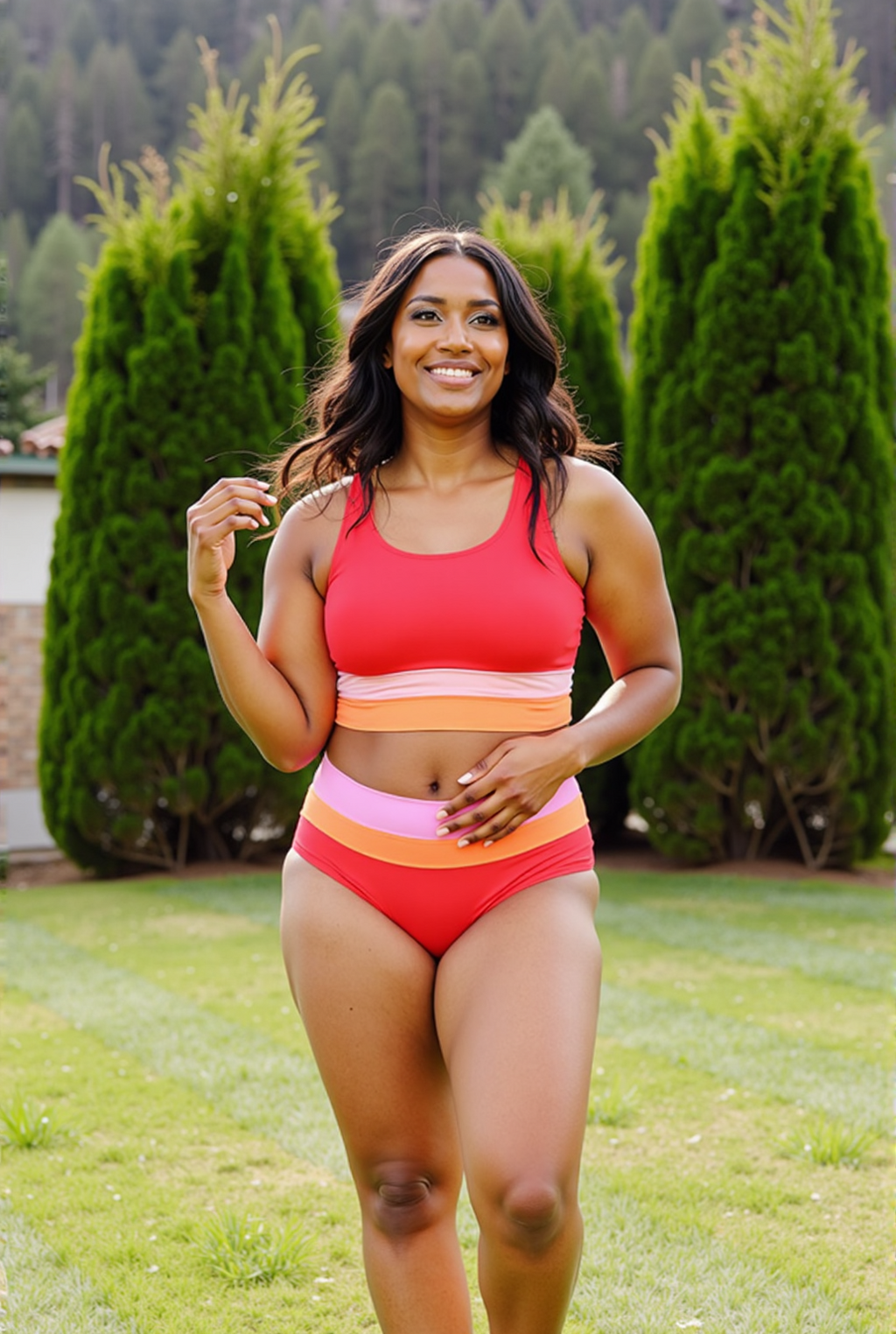 Emoswims - Black Colorblock Cut Back Bikini Set