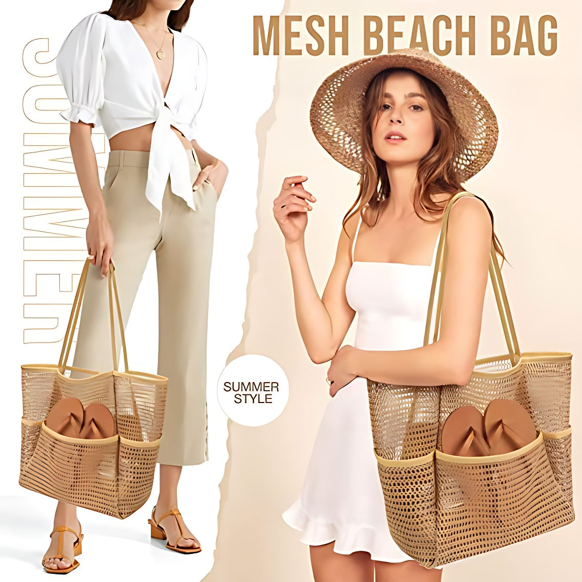 Emoswims - Women's Swimming Beach Bag Portable One Shoulder Storage Bag Crossbody Bag Versatile Mesh Bag