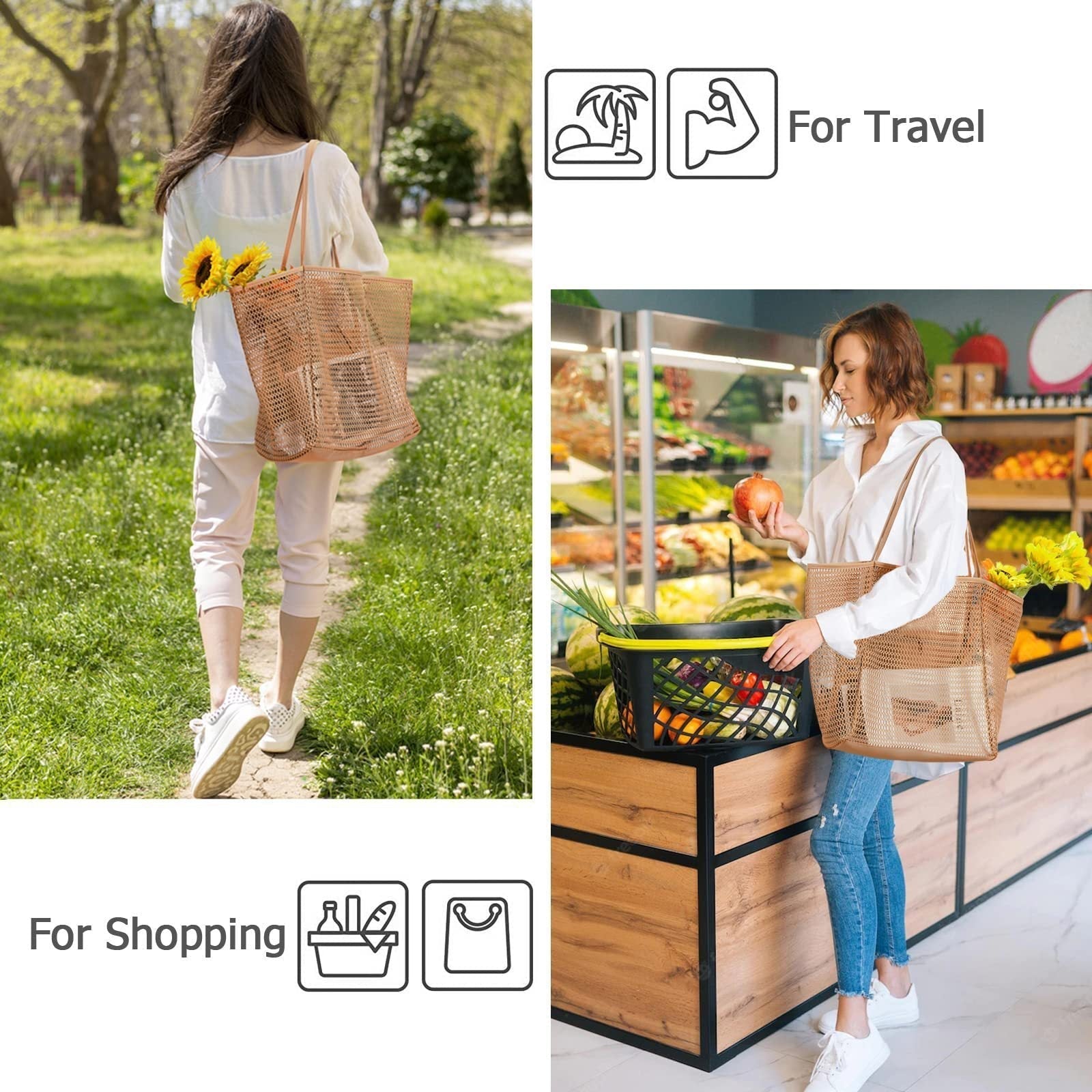 Emoswims - Women's Swimming Beach Bag Portable One Shoulder Storage Bag Crossbody Bag Versatile Mesh Bag