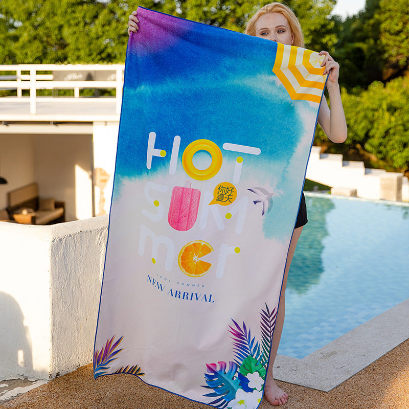 Emoswims - Double Sided Velvet Beach Towel For Seaside Swimming Quick Drying Bath Towel