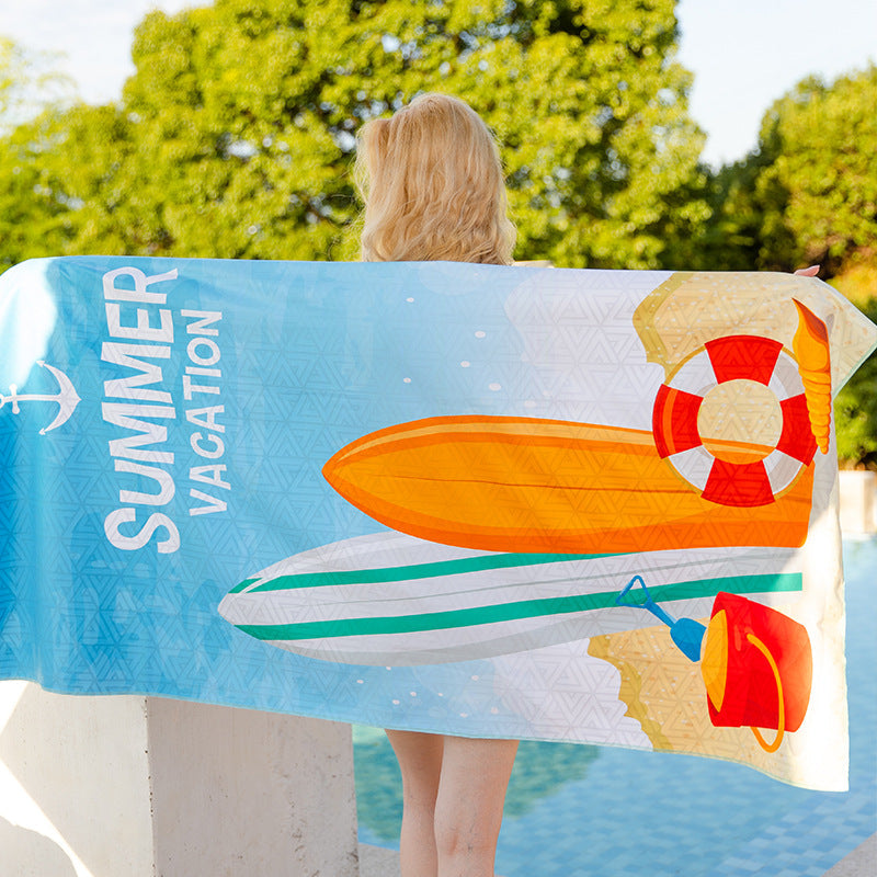 Emoswims - Double Sided Velvet Beach Towel For Seaside Swimming Quick Drying Bath Towel