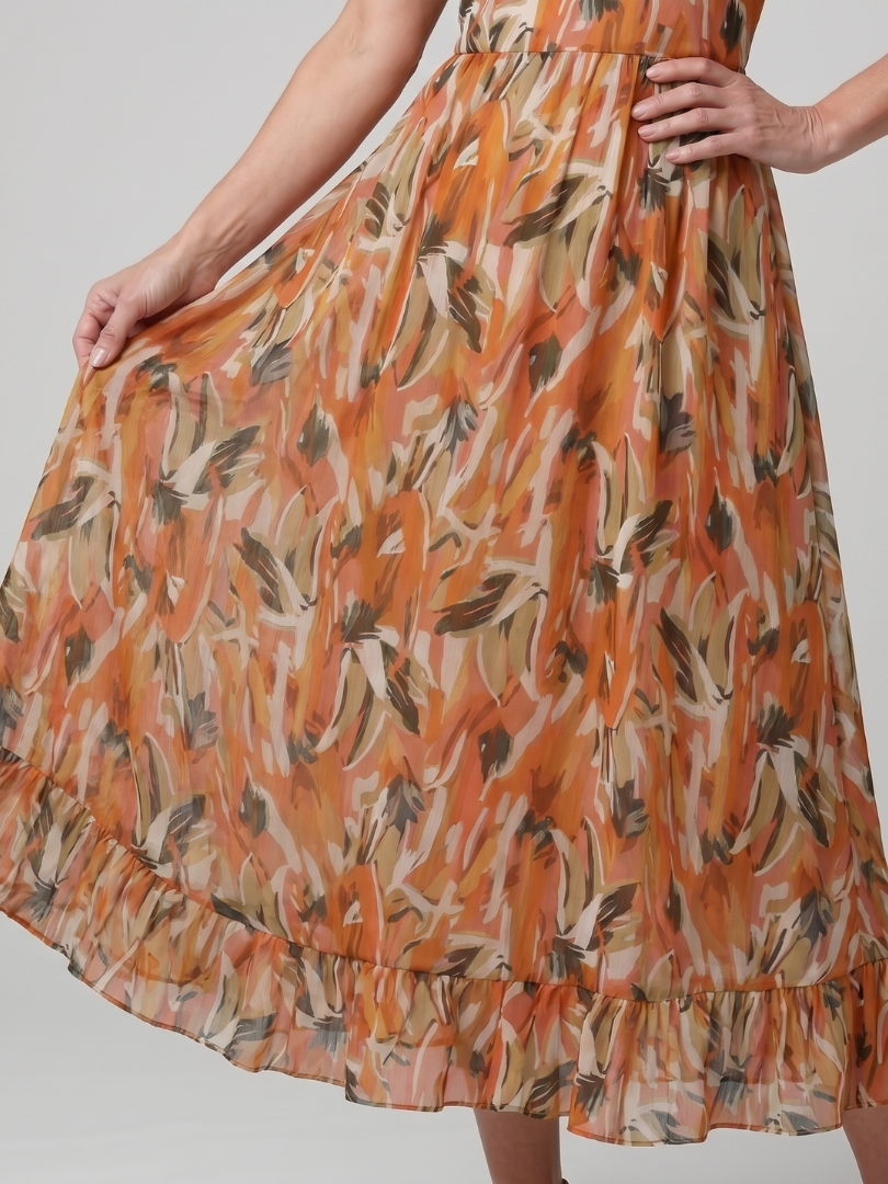 Quill | Vestido midi de tirantes finos con estampado abstracto