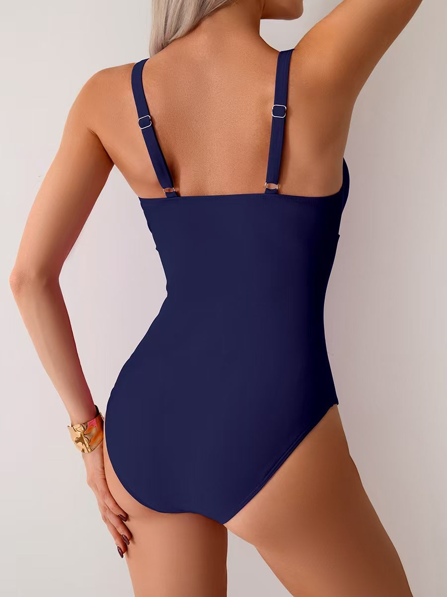 Emoswims - Women's One Piece Swimsuit Sexy Mesh Sheer Tummy Control Bathing Suit Cross Twist Front Swimwear