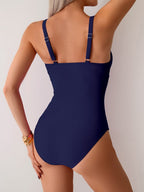 Emoswims - Women's One Piece Swimsuit Sexy Mesh Sheer Tummy Control Bathing Suit Cross Twist Front Swimwear
