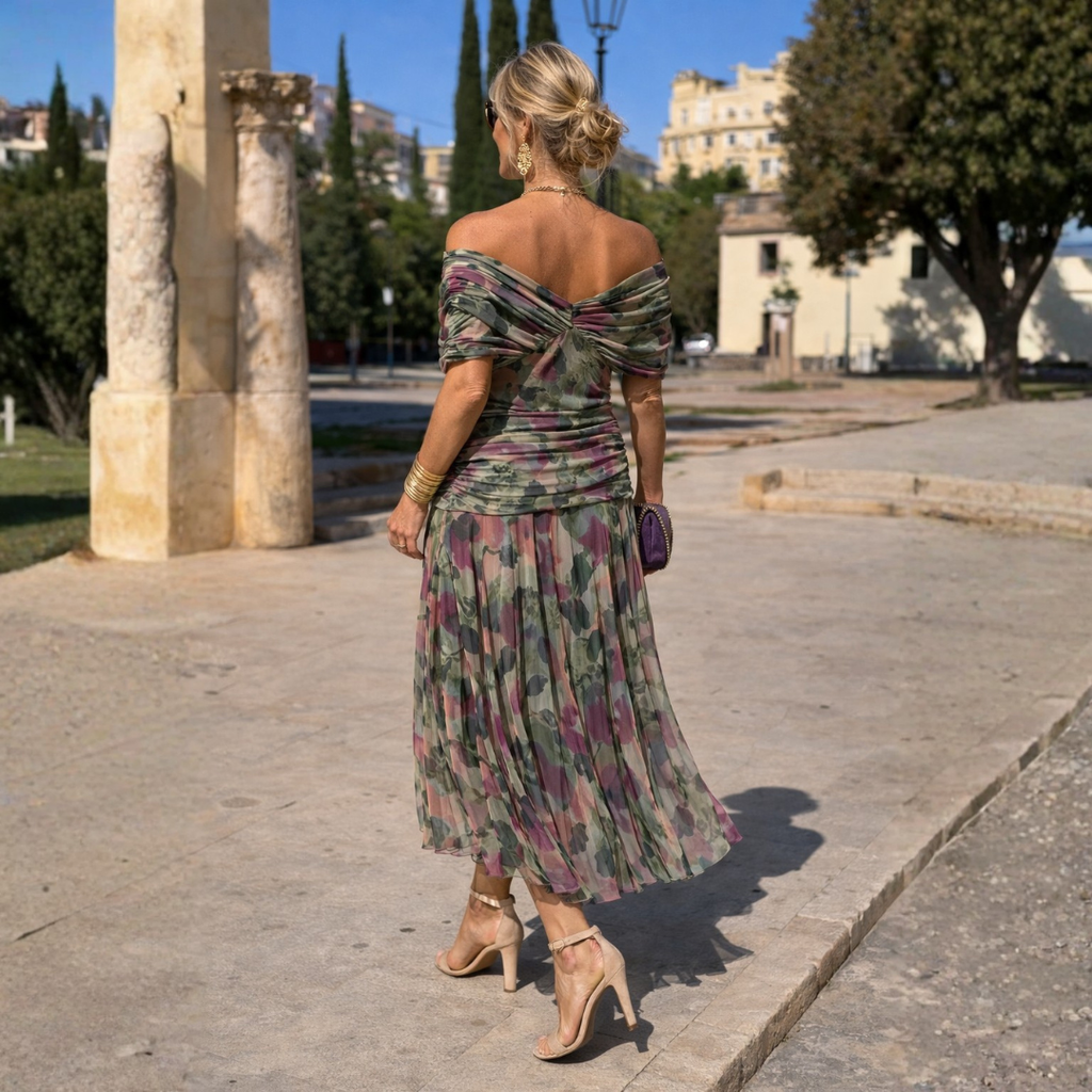 MIKAELA | Vestido maxi con escote Bardot