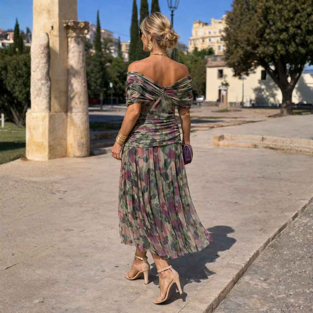 MIKAELA | Vestido maxi con escote Bardot