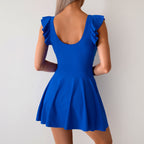 Emoswims - Women One Piece Swim Dress Tummy Control Swimsuit Slimming Ruffle Side Tie Kont Swimdress Bathing Suit