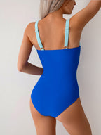 Emoswims - Women One Piece Swimsuit Ruched Tummy Control Bathing Suit Slimming Color Block Swim Suit Swimwear