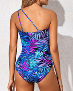 Emoswims - One Shoulder One Piece Swimsuit for Women Tummy Control Bathing Suits