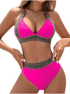 Emoswims - Women's Sexy High Waist Halter V Neck Bikini Tummy Control Swimsuit