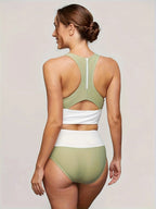 Emoswims - Red Colorblock Cut Back Bikini Set