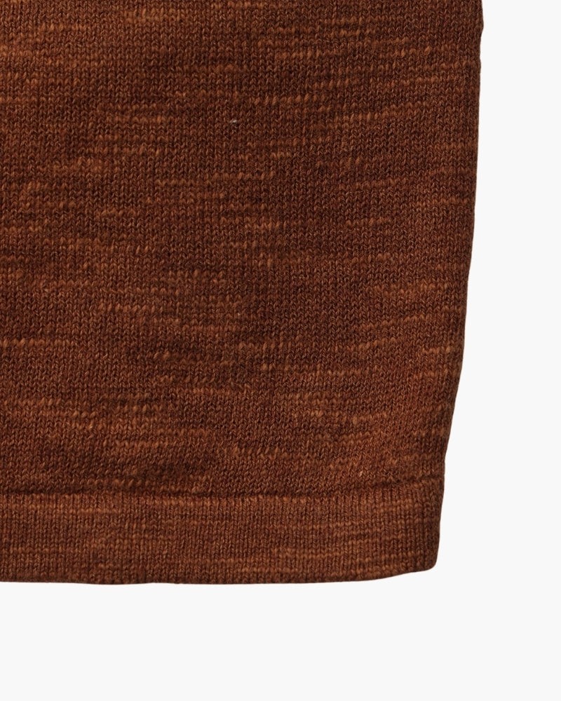 Camiseta básica de cuello redondo de algodón y lino