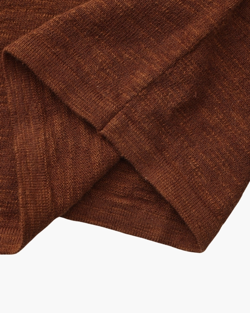 Camiseta básica de cuello redondo de algodón y lino