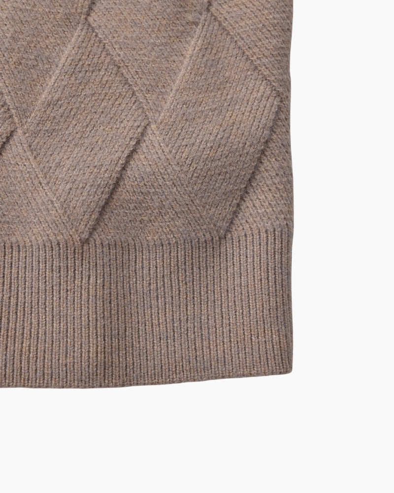 Jersey de cuello redondo con tejido de diamantes