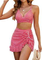 Emoswims - Women's High Waisted Bikini Sets Tummy Control Swim Skirt Two Piece Swim Suit