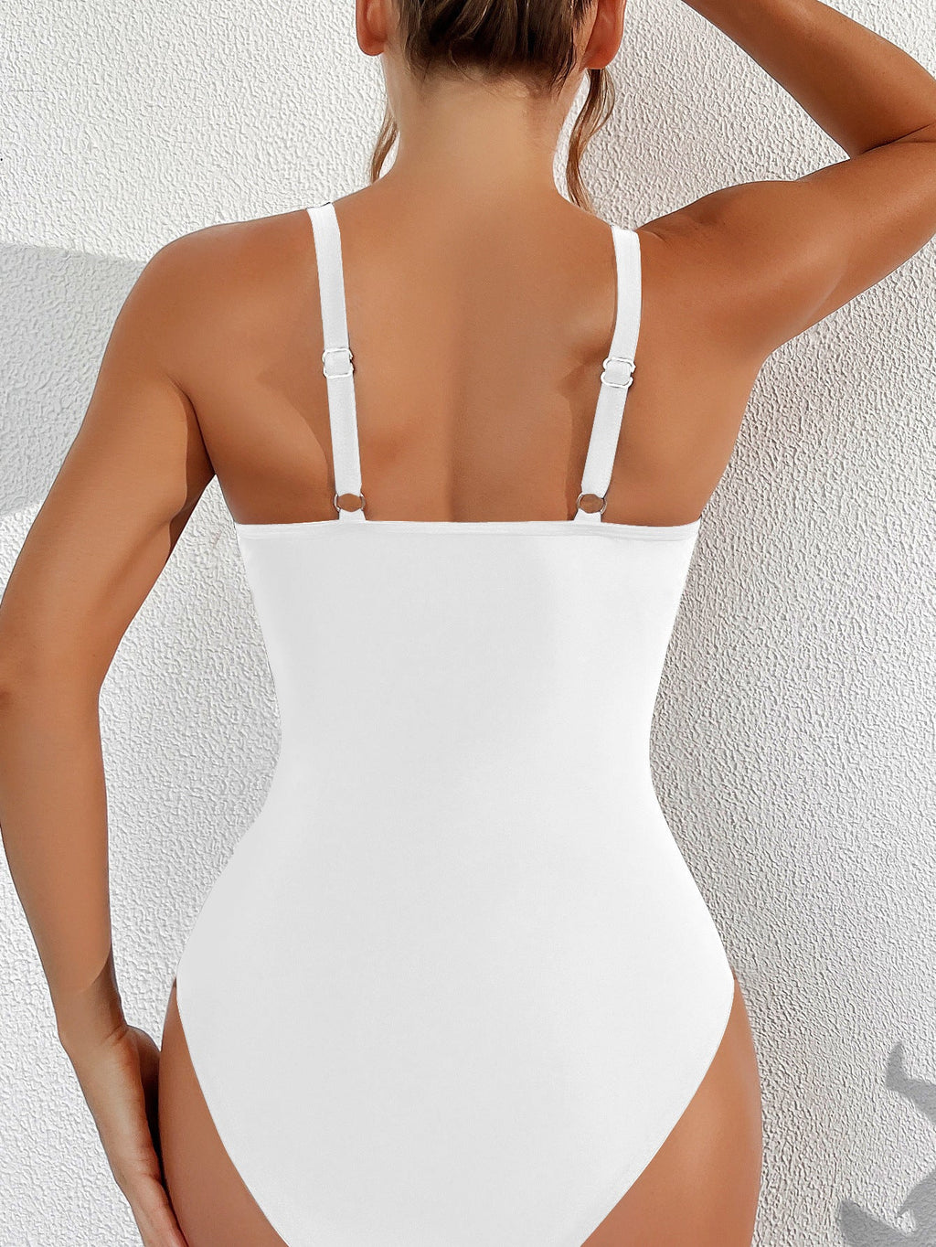 Emoswims - Women Plus Size One Piece Swimsuit V Neck Mesh Sheer Tummy Control Bathing Suit