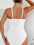 Emoswims - Women Plus Size One Piece Swimsuit V Neck Mesh Sheer Tummy Control Bathing Suit