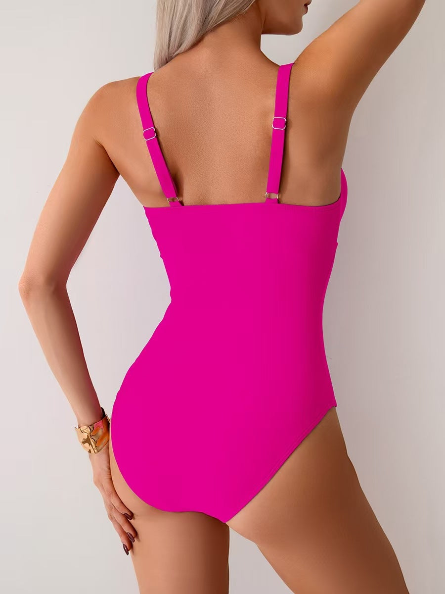 Emoswims - Women's One Piece Swimsuit Sexy Mesh Sheer Tummy Control Bathing Suit Cross Twist Front Swimwear