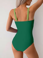 Emoswims - Women One Piece Swimsuit Ruched Tummy Control Bathing Suit Slimming Color Block Swim Suit Swimwear