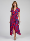 Priya | Vestido midi cruzado con estampado floral y manga corta