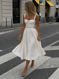 Amren | Vestido midi sin mangas con corpiño estructurado
