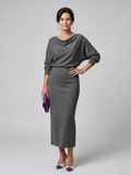 Romy | Vestido midi con escote drapeado y falda entallada