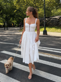 Neime | Vestido midi sin mangas con botonadura frontal y falda evasé