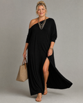 Asterelle | Vestido midi fluido de un solo hombro con abertura lateral