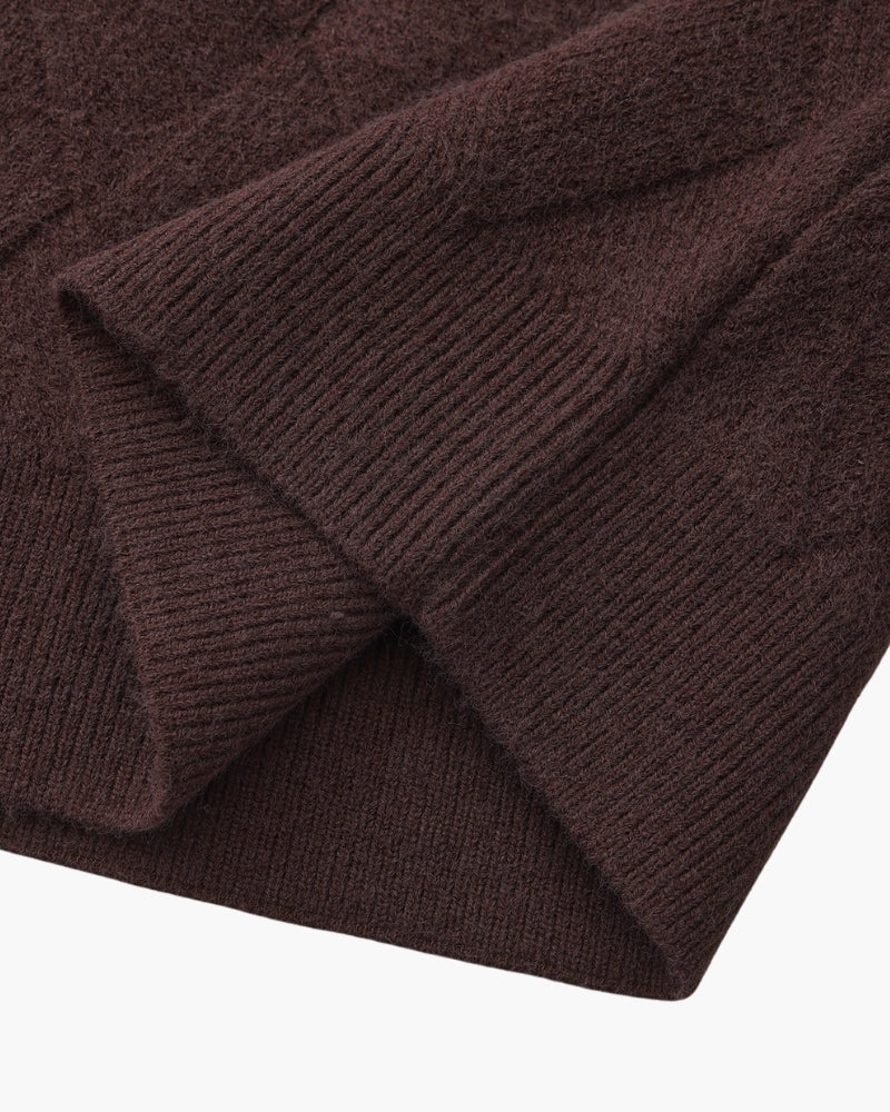 Jersey de cuello redondo con tejido de diamantes