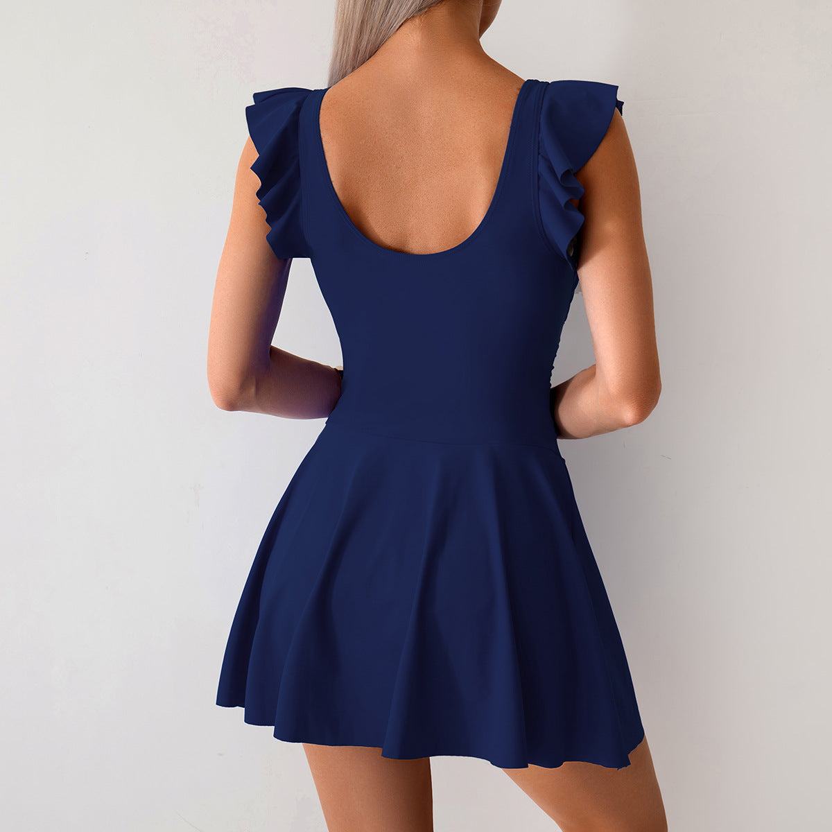 Emoswims - Women One Piece Swim Dress Tummy Control Swimsuit Slimming Ruffle Side Tie Kont Swimdress Bathing Suit