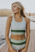 Emoswims - Olive Drab Colorblock Cut Back Bikini Set