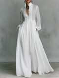 Serena | Vestido Maxi Fluido con Botonadura Frontal