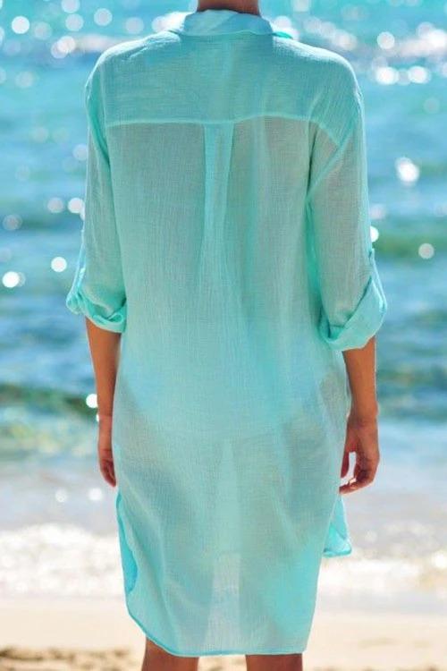 Emoswims - White Pocket Long Sleeve Cover Up