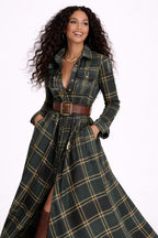 VESTIDO A CUADROS CON CINTURÓN