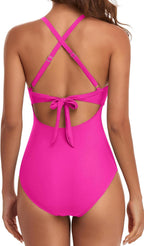 Emoswims - Women's One Piece Swimsuits Tummy Control Cutout High Waisted Bathing Suit Wrap Tie Back