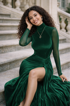 VESTIDO TERCIOPELO ABERTURA ALTA