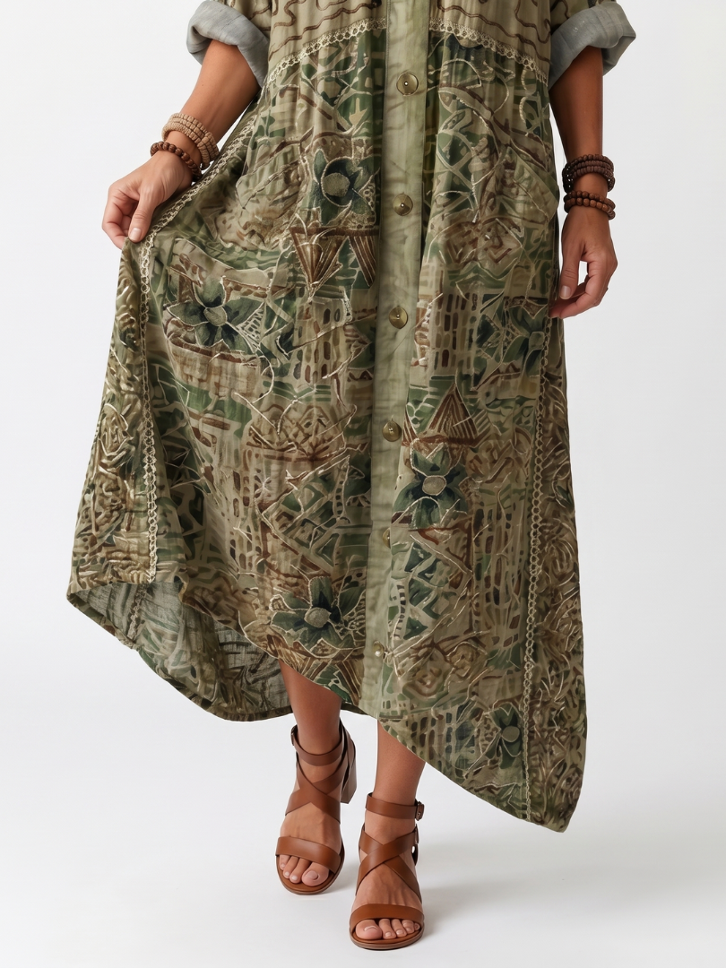 Aleta | Vestido Midi Oversized con Botonadura y Bolsillos