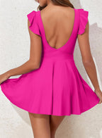 Emoswims - Women's One Piece Swimsuit Ruffle Cutout Swimdress Tummy Control V Neck Wrap Swimwear