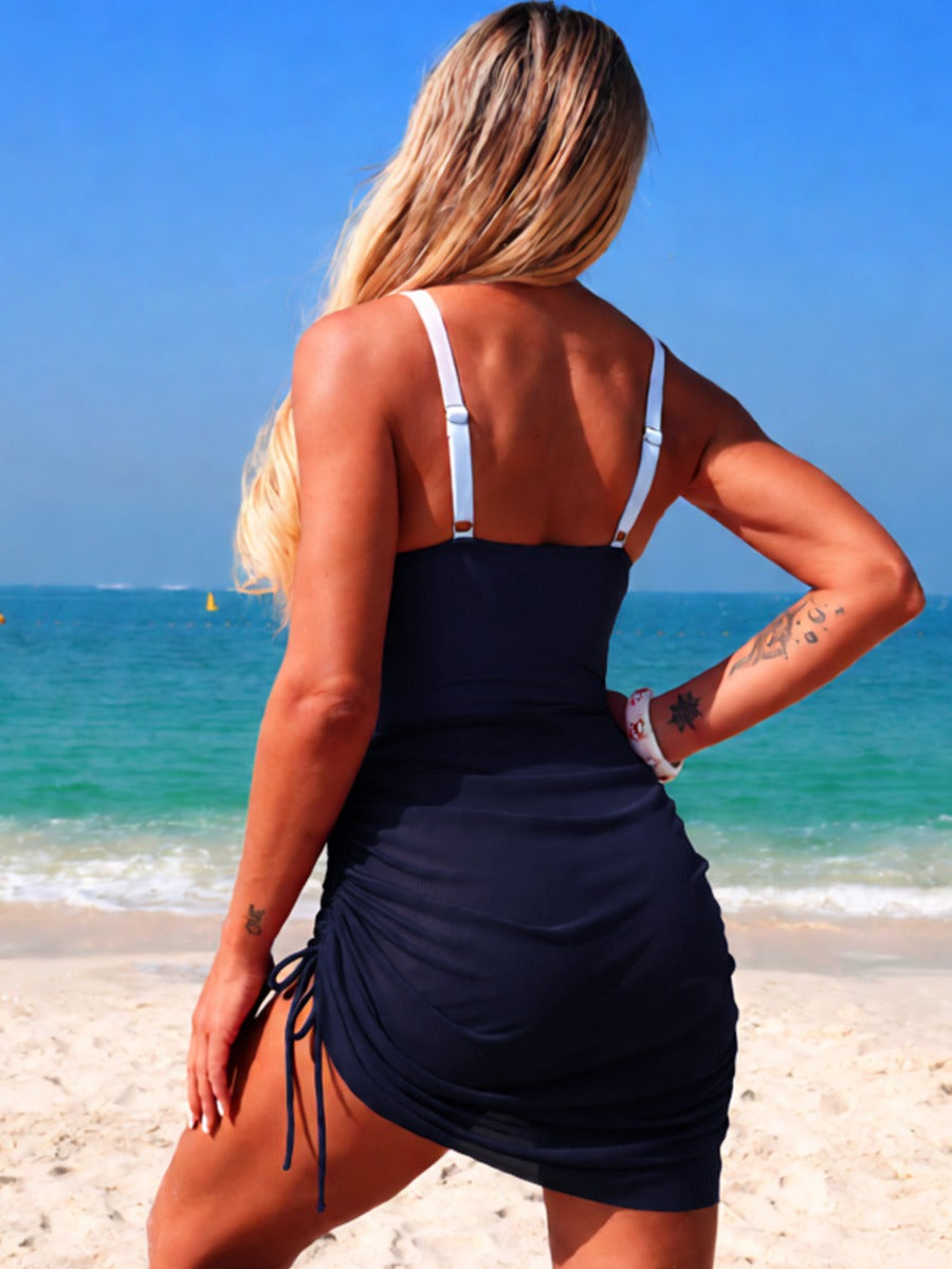 Emoswim - Women’s One Piece Swim Dress Cut Out Tummy Control Swimsuit with Skirt
