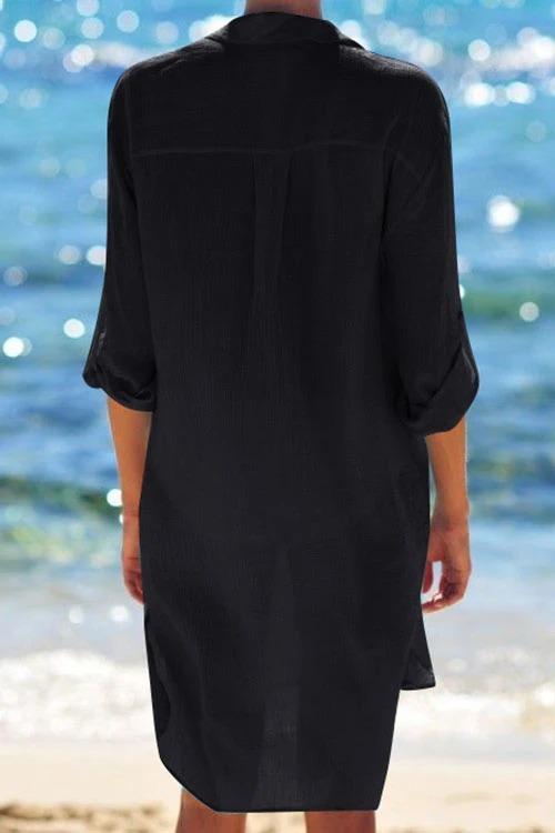 Emoswims - White Pocket Long Sleeve Cover Up